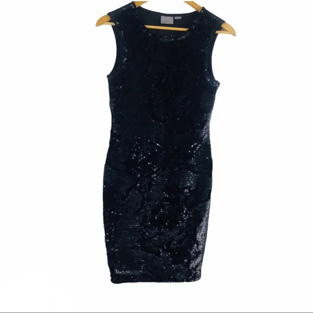 Vero Moda Black Sequin Bodycon Fitted Womed Mini Dress Women Size XS